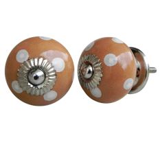 Camel White Dotted Round Knob
