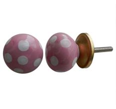 Pink White Pola Dot Knob