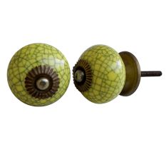 Yellow Black Crackle Ceramic Cabinet Knob Online