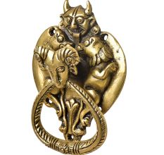 Handmade Brass Demon Two Lions Ram Head Door Knocker