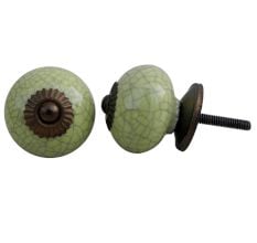 Lime Green Crackle Ceramic Drawer Knob