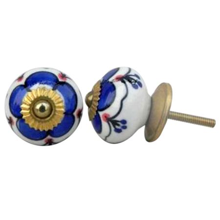 Navy Blue Canterbury Bells Ceramic Knob