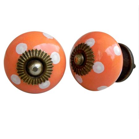 Peach White Dotted Knob