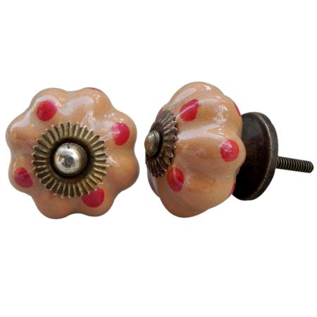 Beige Red Dotted Melon Knob