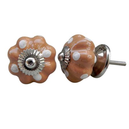 Camel White Dotted Melon Handmade Knob