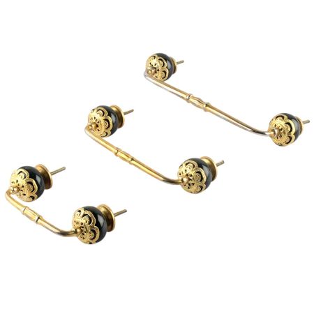 Strewn Black Ceramic Bridge Handle