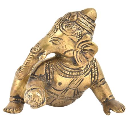 Brass Laddu Baby Ganesha Statue