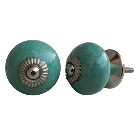 Sea Green Black Crackle Ceramic Drawer Knob Online