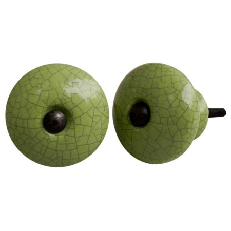 Green And Black Crackle Ceramic Cabinet Knob