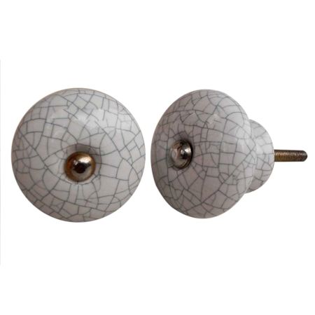 White And Black Crackle Ceramic Wardrobe Knob