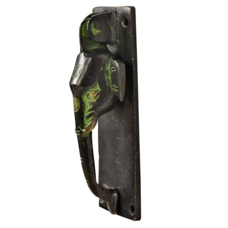 Black Brass Elephant With Trunk Door Knocker With Patina