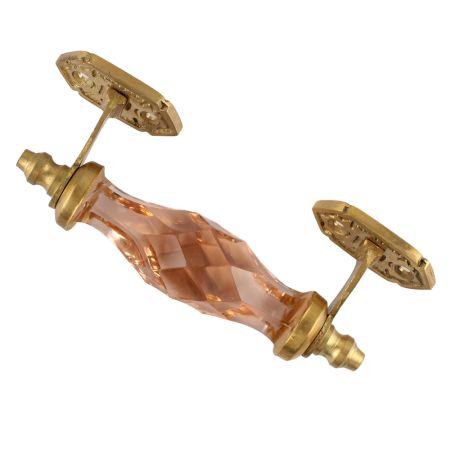 Pink Cut Glass Golden Small Door Handle