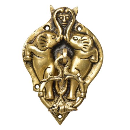 Handmade Brass Demon face in Two elephant Trunk Door Knocker