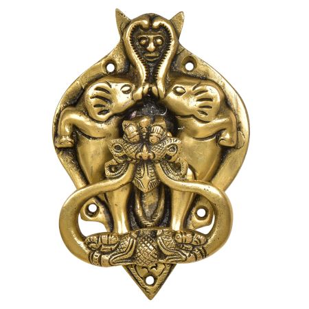 Handcrafted  Brass Demon Two Elephants Dragon Head Door Knocker