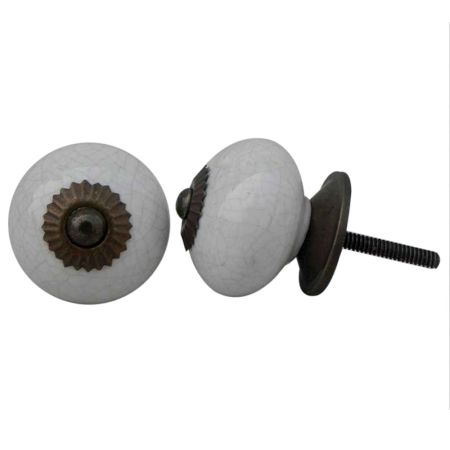 White Pink Crackle Cupboard Knob