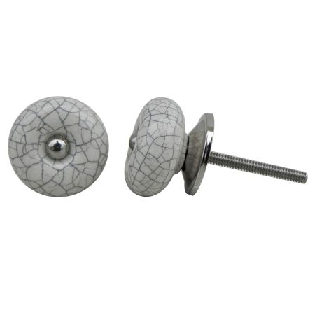 White Black Ceramic Crackle Wardrobe Knob