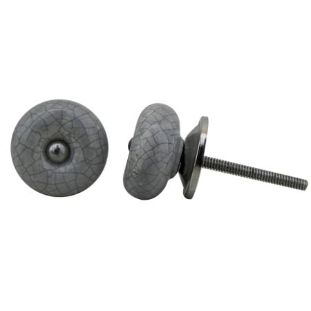 Grey Crackle Ceramic Cabinet Knob