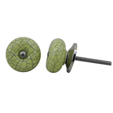 Lime Crackle Ceramic Cabinet Knob