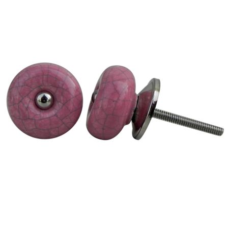 Pink Crackle Ceramic Cabinet Knob