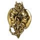 Decorative Brass Demon Head With Two Lion Figurines Door Knocker