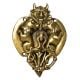 Decorative Brass Demon Head With Two Lion Figurines Door Knocker