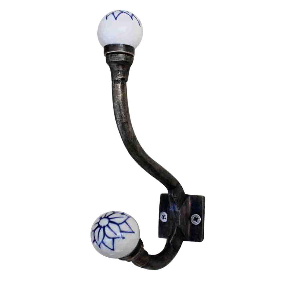 Navy Blue Floral Iron Hook-EHG-17