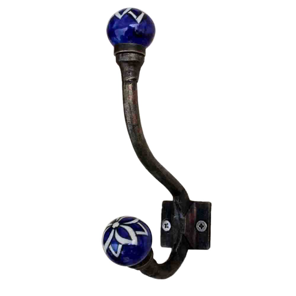 Navy Blue Floral Iron Hook-EHG-23