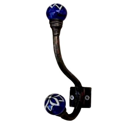 Navy Blue Floral Iron Hook-EHG-23