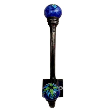 Navy Blue Floral Iron Hook-EHG-37