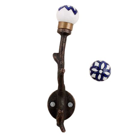 Navy Blue Floral Tree Hooks-EHG-61