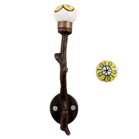 Yellow Black Green Tree Floral Hooks-EHG-69