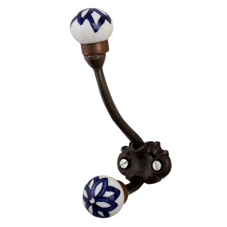 Navy Blue Floral Iron Hooks-EHG-61