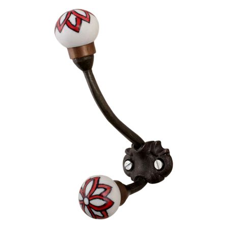 Red Black Floral Iron Hooks-EHG-73