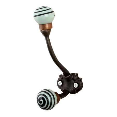 Sage Green Black Strip Iron Hooks-EHG-80