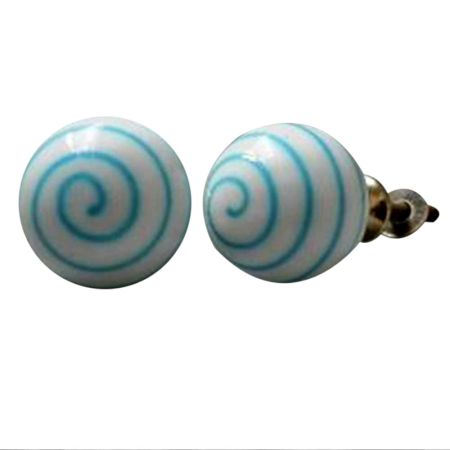 Blue Striped White Knob