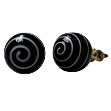 Black White Striped Knob