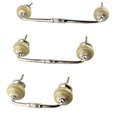 Spanish Olive Stripe Ceramic Bridge Dresser Handles