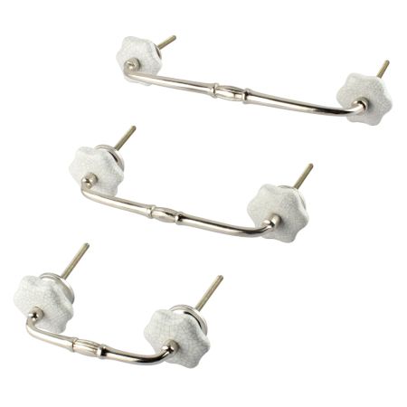 White Ceramic Bridge Wardrobe Handles