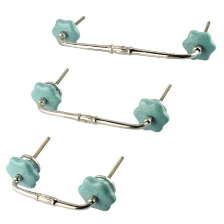 Sea Green Ceramic Bridge Dresser Handles