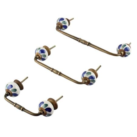 Blue Green Flower Ceramic Bridge Handle