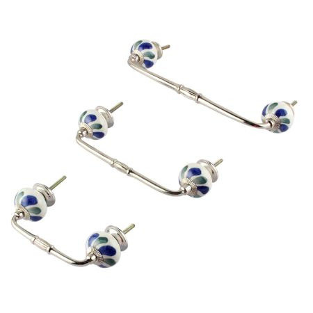 Blue Green Flower Ceramic Bridge Handle