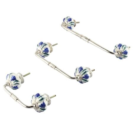 Blue Floral Ceramic Bridge Handle