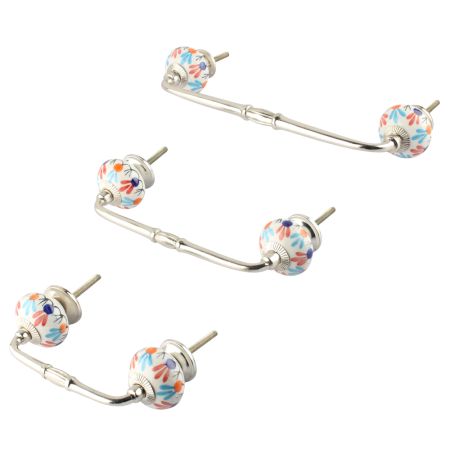 Red Blue Clover Ceramic Bridge Handle