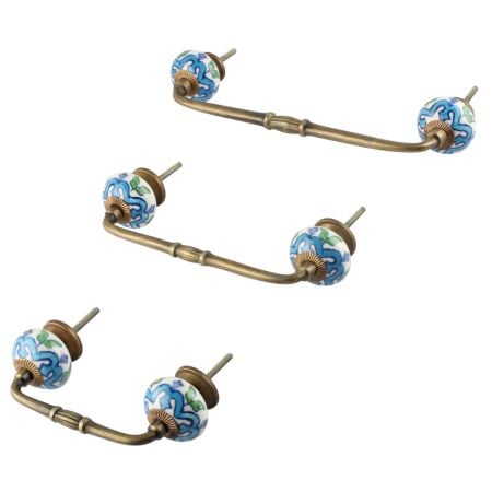 Blue Flower Ceramic Bridge Handle