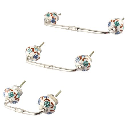 Sea Green Slate Blue Tiny Ceramic Bridge Handle