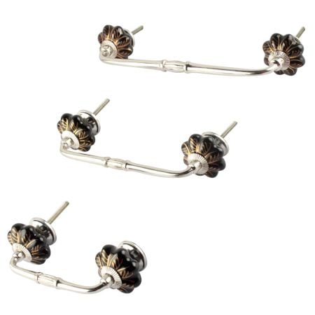 Black Golden Leaf Big Melon Ceramic Bridge Handle