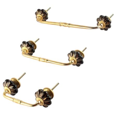 Black Golden Leaf Big Melon Ceramic Bridge Handle