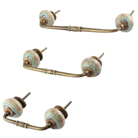 Mixed Color Heart Crackle Ceramic Bridge Handle