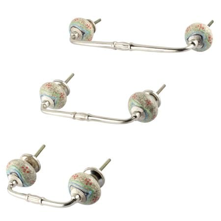 Mixed Color Heart Crackle Ceramic Bridge Handle