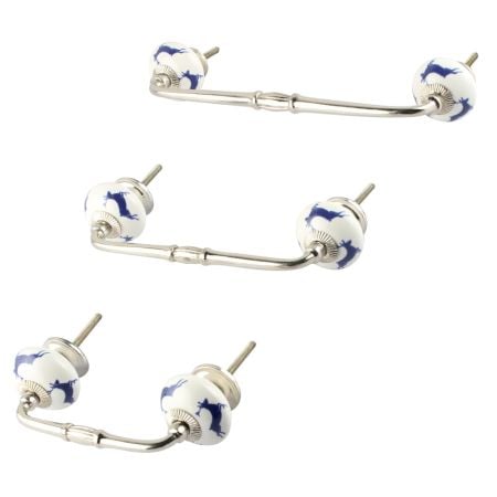 Blue Running Rein Deer Pattern Ceramic Bridge Handle